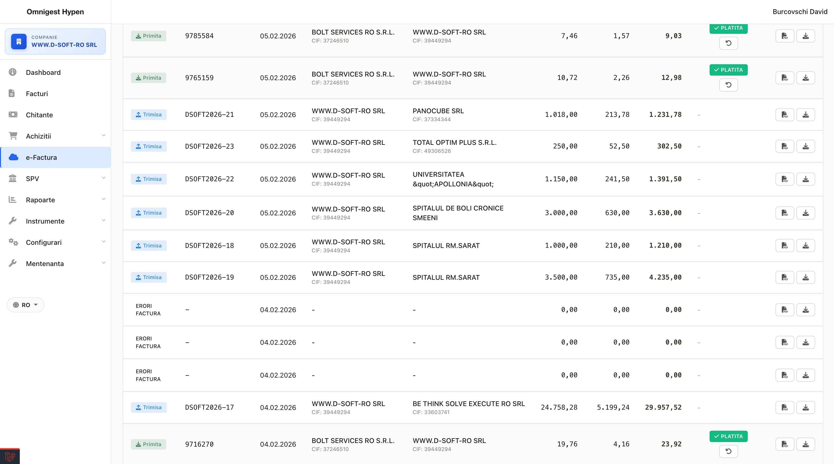 OmniGest - Dashboard Facturi